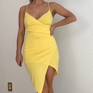 Yellow Wrap Style Dress